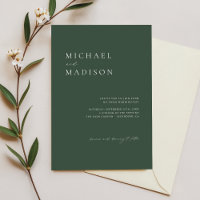 Simple Mariage minimaliste en mousse vert foncé