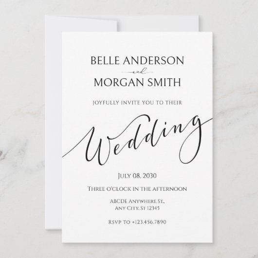 Invitation Simple mariage minimaliste moderne (Devant)