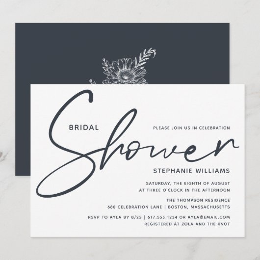 Invitation Simple Mariage Minimaliste Moderne Script (Devant / Derrière)
