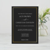 Invitation Simple Mariage Minimaliste Noir & Blanc (Debout devant)