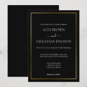 Invitation Simple Mariage Minimaliste Noir & Blanc (Devant / Derrière)