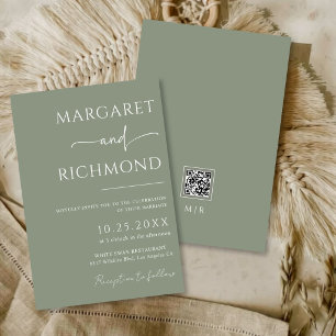 Invitation Simple Mariage Minimaliste Vert Sauge Élégant
