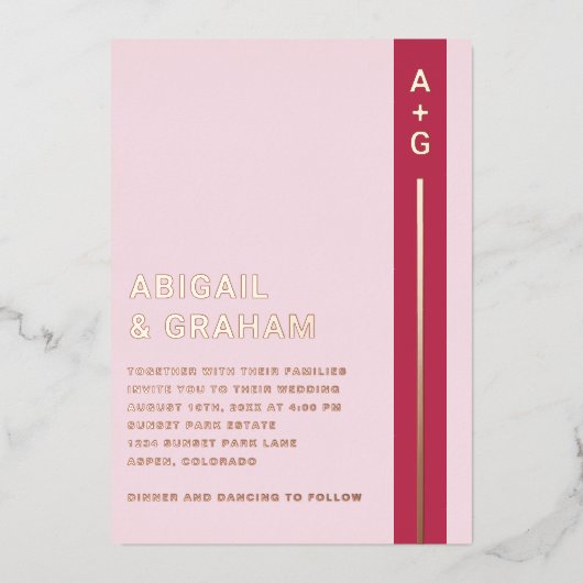 Invitation simple Mariage moderne Foil (Recto)