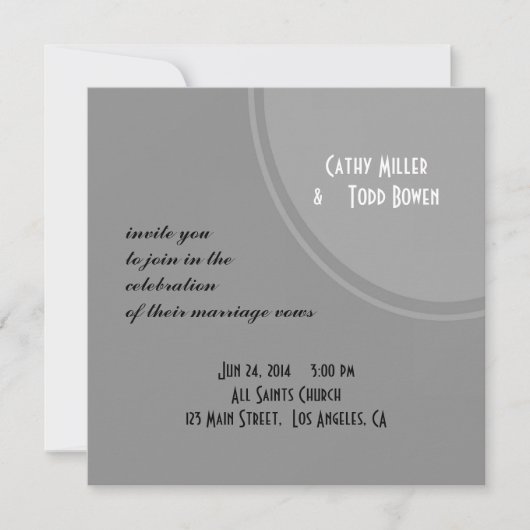 Invitation Simple Mariage Moderne Gris (Devant)