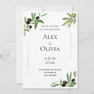 Invitation Simple Mariage Moderne Minimaliste Eucalyptus Oliv