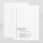 Invitation Simple Mariage Moderne Noir Blanc (Devant / Derrière)