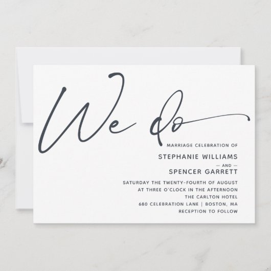 Invitation Simple Mariage Moderne Script (Devant)
