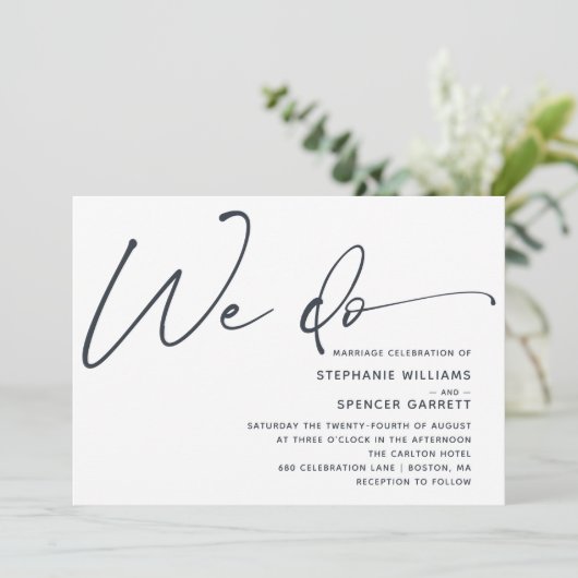 Invitation Simple Mariage Moderne Script (Debout devant)