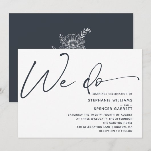 Invitation Simple Mariage Moderne Script (Devant / Derrière)