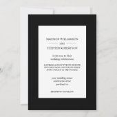 Invitation Simple mariage monochrome noir et blanc (Dos)