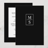 Invitation Simple mariage monochrome noir et blanc (Devant / Derrière)