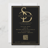 Invitation Simple Mariage Monogramme Classic Minimal QR Code (Devant)