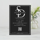 Invitation Simple Mariage Monogramme Classic Minimal QR Code (Debout devant)