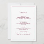 Invitation Simple Mariage Monogramme Élégant de Bourgogne (Dos)