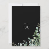 Invitation Simple Mariage Monogramme Eucalyptus Noir (Dos)