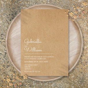 Invitation Simple Mariage Naturel Kraft Script Rustique
