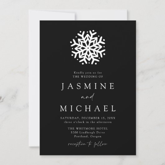 Invitation Simple Mariage noir et blanc (Devant)