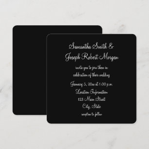 Invitation Simple Mariage Noir et Blanc