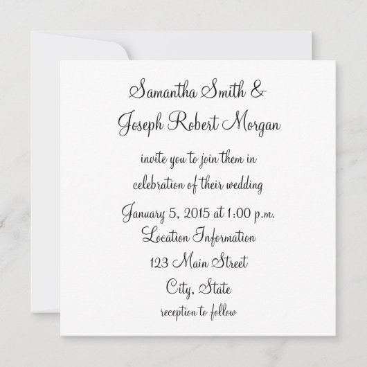 Invitation Simple Mariage Noir et Blanc (Devant)