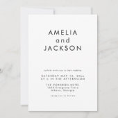Invitation Simple Mariage noir et blanc élégant (Devant)