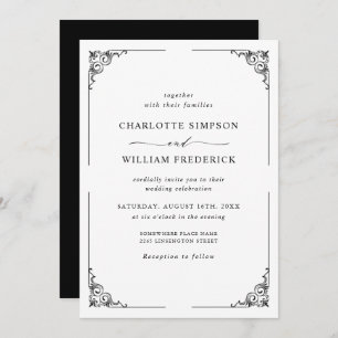 Invitation Simple Mariage noir et blanc élégant