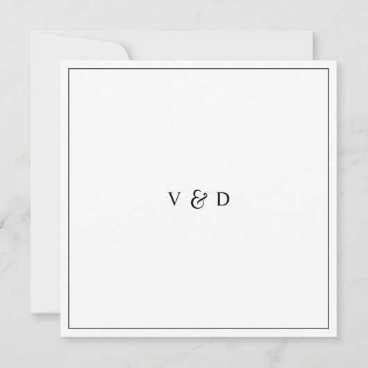 Invitation Simple Mariage noir et blanc minimal (Dos)