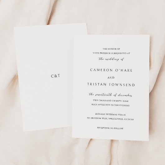 Invitation Simple Mariage noir et blanc propre
