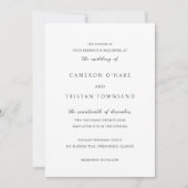 Invitation Simple Mariage noir et blanc propre (Devant)
