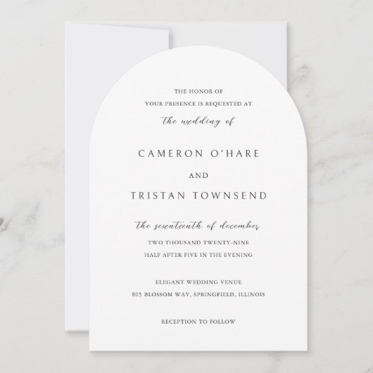 Invitation Simple Mariage noir et blanc propre (Devant)