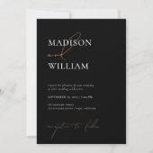 Invitation Simple Mariage noir moderne minimaliste (Devant)