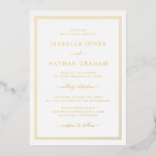 Invitation simple Mariage or Foil (Recto)