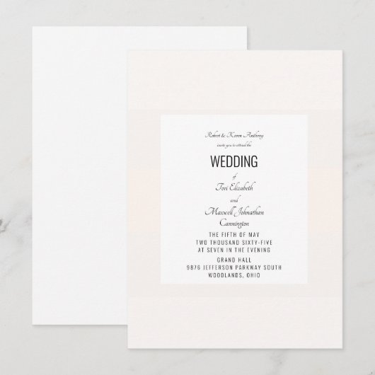 Invitation Simple mariage pastel (Devant / Derrière)