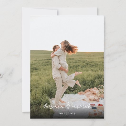 Invitation Simple Mariage Photo Élégant (Devant)