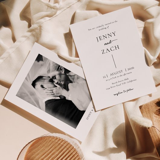 Invitation Simple Mariage Photo Moderne