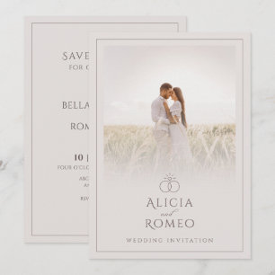 Invitation Simple mariage photo moderne beige minimaliste