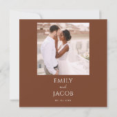 Invitation Simple Mariage Photo Script en terre cuite (Dos)