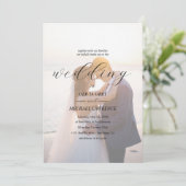 Invitation Simple Mariage Photo Superposé Noir & Blanc (Debout devant)