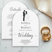 Invitation Simple Mariage romantique noir et blanc