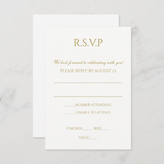 Invitation Simple Mariage RSVP PostCard (Devant / Derrière)