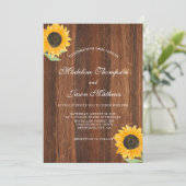 Invitation Simple Mariage rustique de tournesol (Debout devant)