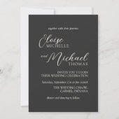 Invitation Simple Mariage Script Classique au Charbon (Devant)