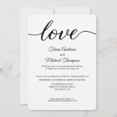 Invitation Simple Mariage Script Mariage Réception Elopement (Devant)
