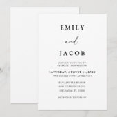 Invitation Simple Mariage Script Noir & Blanc (Devant / Derrière)