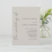 Invitation Simple mariage taupe (Debout devant)