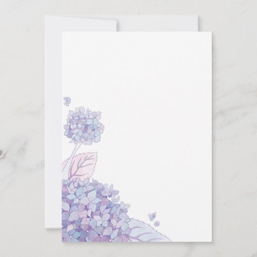 Invitation Simple Mariage tendance à l'hydrangée violette (Dos)