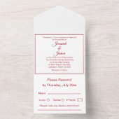 Invitation simple mariage tout en un Bourgogne et (À l'intérieur)