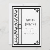 Invitation Simple mariage traditionnel noir et blanc (Devant)