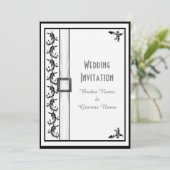 Invitation Simple mariage traditionnel noir et blanc (Debout devant)