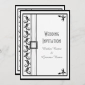Invitation Simple mariage traditionnel noir et blanc (Devant / Derrière)