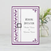 Invitation Simple mariage traditionnel violet blanc (Debout devant)